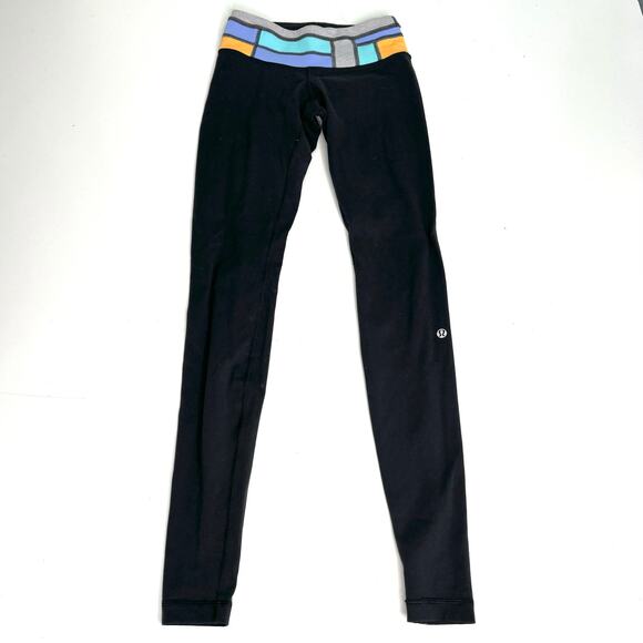 Lululemon Groove Skinny Reversible Black Quilted Waistband Leggings 2 - Picture 2 of 11